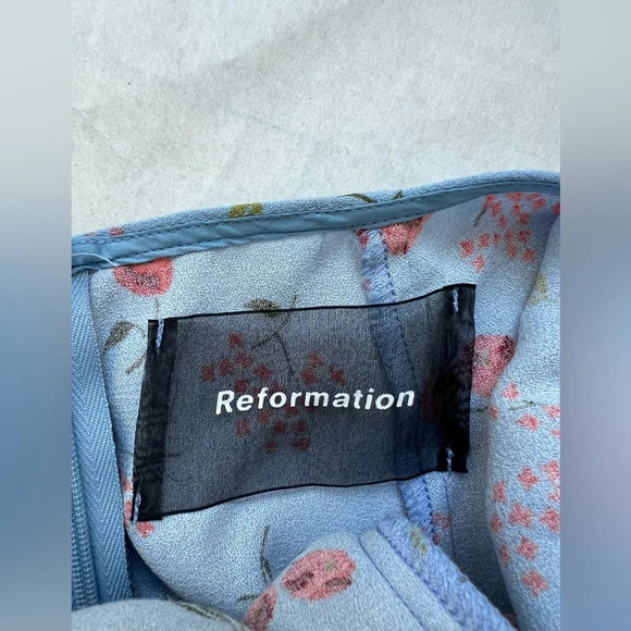 Reformation Abby Blue Floral Sleeveless Square Neck Mini Dress Size 2 US - Picture 10 of 11